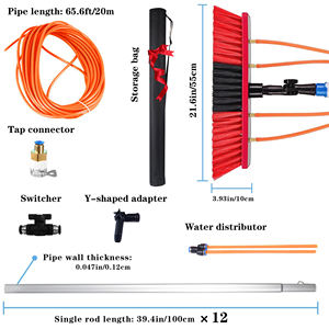 Outil de nettoyage pour toit de fenêtre en verre brosse en verre extérieure équipement de lavage Kit de poteau alimenté en eau Kit de nettoyage de panneau solaire réglable - Product Image 2