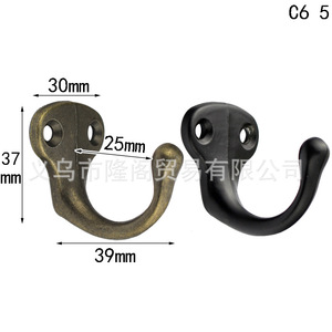C6 5 Zinc Alloy Wall Hook 30x37mm Black Antique Style Coat Hook For Wardrobe Door Wall <b>Mounting</b> - Product Image 1