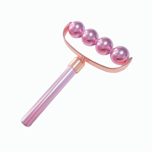 Aluminum 4-Bead <b>Roller</b>, Rose Gold Electroplated Finish, Lightweight Beauty Tool for Face & Body - Product Image 1