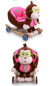 Animaux en peluche à bascule, singe à bascule, chaise à bascule, cheval à bascule en bois pour enfants, jouet à bascule en peluche - Product Image 5