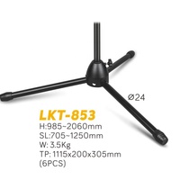 LKT- 853 Pied de microphone de sol de haute qualité, trépied en métal, hauteur de la tige réglable à 180 degrés, pied de microphone avec pince pour microphone