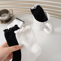 Chaussettes en coton mi-mollet de style coréen pour filles chaussettes en dentelle mignonnes pour printemps automne collège bébé en gros