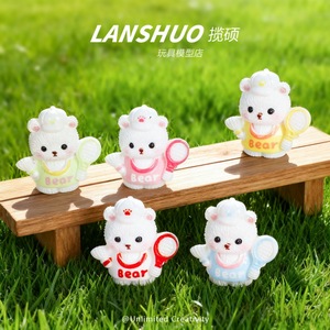 Cute Resin Tennis Bear Figurine Miniature 3D Desktop Ornament <b>Car</b> Interior <b>Decoration</b> DIY Accessory - Product Image 4