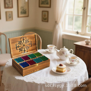 Wooden Tea Bag Storage <b>Box</b> Rectangle Handmade Organizing <b>Gift</b> Craft Wooden <b>Box</b> For Tea <b>Coffee</b> Classification - Product Image 3