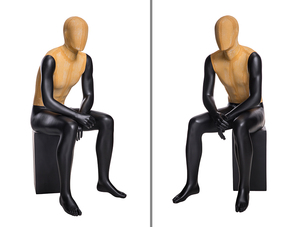 Shopping Mall <strong>Clothes</strong> Display <strong>Props</strong> Abstract Fiberglass Orange Fabric Body Standing and Sitting Set Adult Male Mannequin - Product Image 4