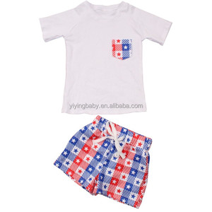 Venta al por mayor nuevo verano Día DE LA Independencia impreso manga corta <span class=keywords><strong>Camiseta</strong></span> Tops conjuntos de ropa casual para bebés niños 4 de Julio Loungewear - Product Image 4