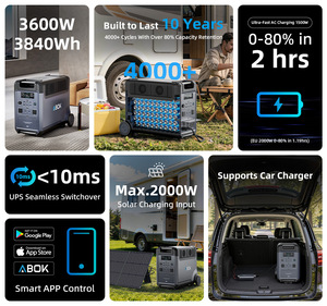ABOK 3600W <b>Solar</b> <b>Generator</b> Power Station Pure Sine Wave <b>Solar</b> Panel Flashlight MPPT for Home Commercial Outdoor Indoor Use - Product Image 3