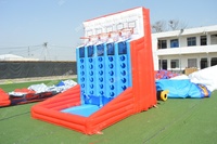 Jeu de carnaval de basket gonflable Connect 4 pour fête - Matériau PVC, utilisation extérieure portable, certifié EN14960, souffleur inclus