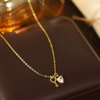 Collier pendentif clé et cœur en argent sterling 925 plaqué or, collier avec breloque cœur en CZ, bijoux romantiques pour femmes