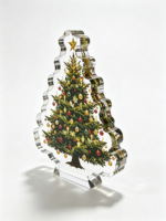 Doppelschichtige Hochtransparente Beleuchtete Acryl-Weihnachtsbaumfigur Batteriebetrieben Tischdekoration Weihnachtsdeko Geschäftsgeschenk OEM&ODM