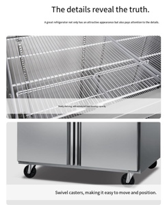 <span class=keywords><strong>Congélateur</strong></span> vertical mobile à <span class=keywords><strong>double</strong></span> température en acier inoxydable à 4 portes, classe énergétique A, adapté à la restauration - Product Image 4