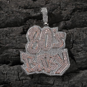 Kalung huruf liontin bayi 80, perhiasan trendi kalung pria wanita berlapis emas 18K liontin dua nada warna - Product Image 5