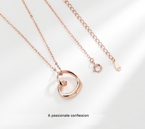 Sud-coréen S925 Sterling Silver Fashion Minimaliste Creux En Forme De Coeur Femme Collier Petit Design Collier Chaîne Chaîne En Argent - Product Image 5