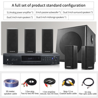 Mini Système Sonore Home Cinéma 5.1 Surround 3D avec Amplificateur 5.1, Connexions USB/TB/Fibre Optique/Coaxiale et Haut-Parleurs Satellites Combinés