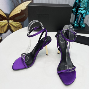 Elegant Luxury Women Silk Sandals <b>Soft</b> Sheepskin Slip On Dress <b>Shoes</b> Premium Fashion Party Heels Summer Footwear - Product Image 2