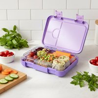 Boîte à lunch scolaire en plastique sans BPA, compatible micro-ondes, style bento pour enfants, pour l'école et le bureau