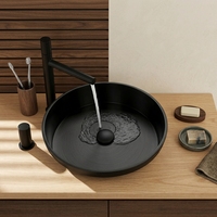 Vasque semi-encastrée en acier inoxydable noir mat, style industriel durable, nano-gaufrée, anti-rayures, pour hôtels commerciaux