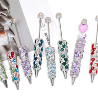 Nouveau Nœud Papillon Luxe Léger en Forme de Cœur pour Stylo, Entièrement Orné de Diamants, Exquis Fait Main, Design Kawaii DIY - Idéal Bureau et École