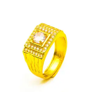 珠宝越南砂石金色男士白色水钻男士时尚金色跨界戒指批发