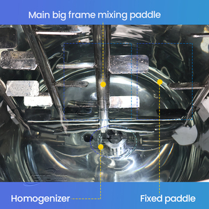 Mélangeur chauffant à fréquence variable YETO 500L <span class=keywords><strong>pour</strong></span> la production de cosmétiques, gels et onguents, avec homogénéisateur inférieur - Product Image 3