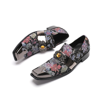 Chaussures habillées en cuir véritable à imprimé floral italien pour hommes, grandes tailles, pour mariage et soirée, chaussures en cuir à enfiler, style brogue pour affaires