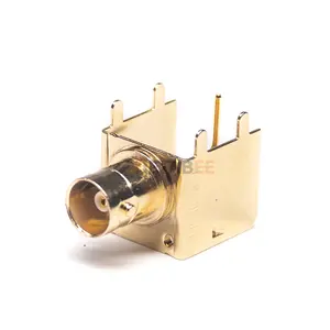 75Ohm Right Angle BNC Female Jack Connector Through Hole Panel Mount Gold Plated