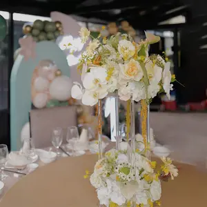 2022 new acrylic material cubic square bottom transparent background flower rack is suitable for home wedding parties