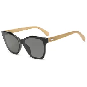Три хиппоса Новые поступления популярные деревянные кошачий глаз дизайнерские трендовые оверсайз поставщик Модные Винтажные Солнцезащитные очки