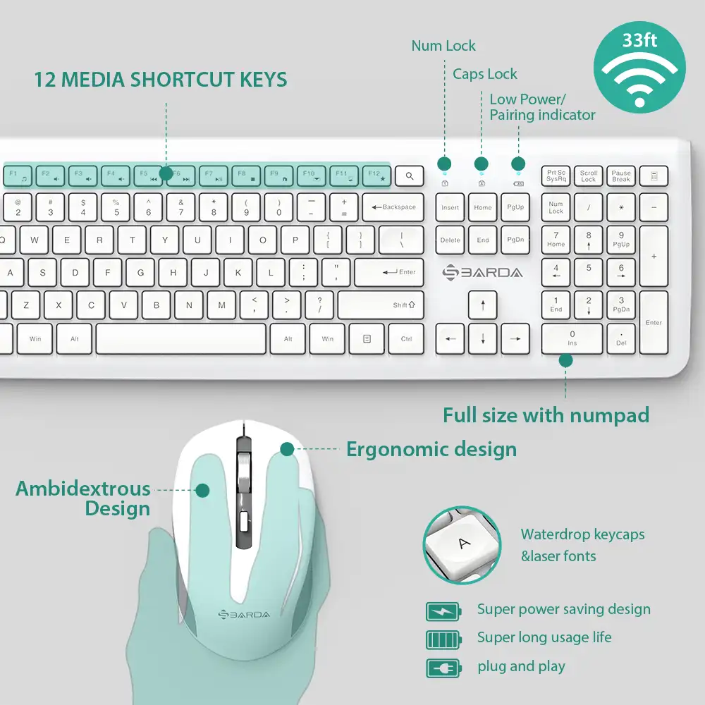 SBARDA — ensemble clavier et souris sans fil, 2.4G, pour usage au bureau, muet, K56, M609, de haute qualité