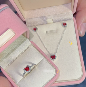 Set di Gioielli Raffinati 2025: Orecchini a <span class=keywords><strong>Cuore</strong></span> in Argento Sterling 925 con Pietre Rosse, Blu, Verdi e Rosa, <span class=keywords><strong>Collana</strong></span> con <span class=keywords><strong>Cuore</strong></span> in Zirconia Cubica e Anelli per Donna - Product Image 2
