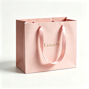 Custom Premium Coated Paper <b>Gift</b> <b>Bag</b> with Gold Foil Logo and Ribbon Handle - Recycled Packaging for Retail Boutique - Product Image 2