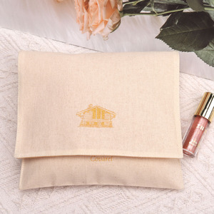 Eco-Friendly Natural Cotton Flap Dust Bag With Satin Lining Custom Logo Printed Shoe Dress Pillow Packing <b>Envelope</b> Muslin Pouch - Product Image 5