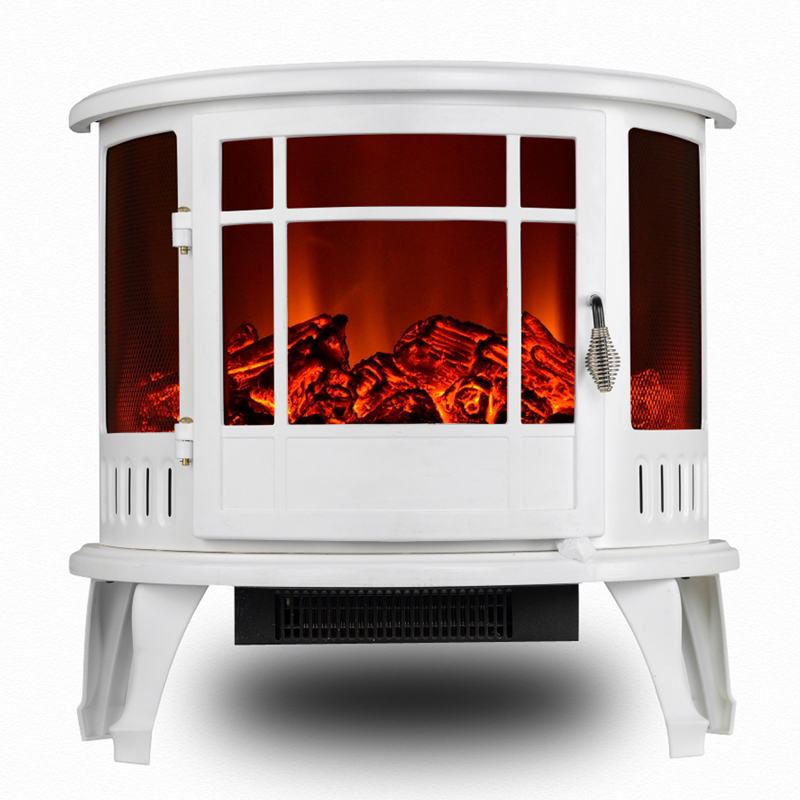 modern household half round decorative portable 3 sided led freestanding small white electric fireplace with heater