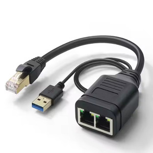 Adaptador divisor de red Ethernet RJ45 portátil <span class=keywords><strong>Cable</strong></span> de silicona blindado trenzado con chaqueta de PVC y TPE para enrutador de computadora portátil - Product Image 1