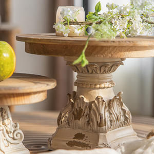 Plateau de style romain, décoration d'intérieur, plateaux ronds vintage, plat de service pour café et thé, support à parfum, support à gâteau avec base sculptée - Product Image 4