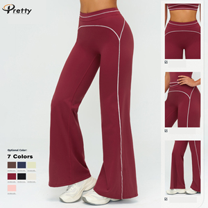Nuovo Arrivo: Completo Yoga Personalizzato Traspirante da 6 Pezzi per <span class=keywords><strong>Donna</strong></span> – Top a Maniche Lunghe e Pantaloni Svasati per Corsa ed Esercizio - Product Image 3
