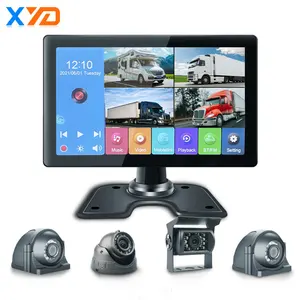 AHD 1080P 10.1 inç 4CH araba dvr'ı kayıt monitör dahili Carplay oto GPS navigasyon FM araba multimedya oynatıcı