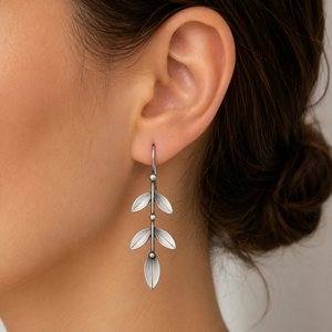 Set di Orecchini e Collana con Ciondolo a Foglia di Salice in Stile Bohémien Vintage, Gioielli Minimalisti alla Moda per Donne - Product Image 2
