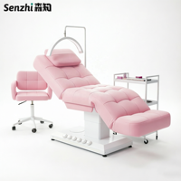 Nouveau Lit de Beauté Électrique en Cuir Rose à 3 Moteurs, Chauffant, pour Soins du Visage, Salon de Beauté, Lit de Luxe pour Extensions de Cils avec Lampe