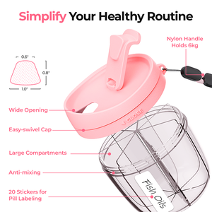 Distributeur de pilules de voyage portable en plastique rouge et rose, anti-mélange, à large ouverture, résistant aux enfants, 7 jours, 7 grands compartiments - Product Image 3
