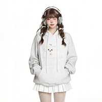 Sweat-shirt à capuche décontracté pour femme, design de chien de dessin animé multicolore tendance, style streetwear ample