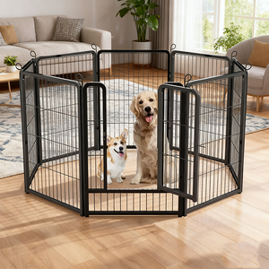 Büyük katlanabilir nefes Modern paslanmaz çelik köpek evcil hayvan oyun parkı Metal kapalı ve açık Kennels - Product Image 1