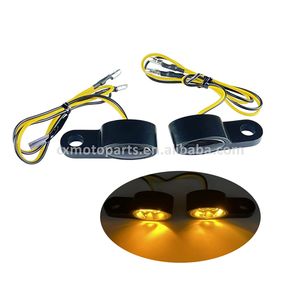 Mini moto LED clignotants 3LEDs 12V <span class=keywords><strong>clignotant</strong></span> ambre pour Yamaha Kawasaki Racer Cafe <span class=keywords><strong>Bobber</strong></span> en aluminium - Product Image 2