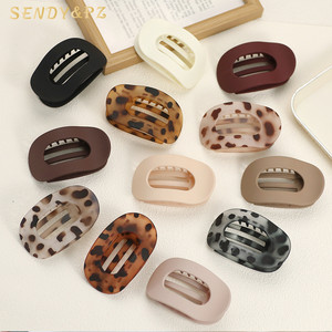 Vendita calda di 9.5cm/13cm forcella piatta ovale tinta unita in plastica opaca fermaglio per capelli a coda di rondine leopardo Non Slip artigli di coda di cavallo - Product Image 1