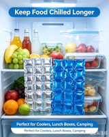 Glaçon réutilisable en gel rafraîchissant pour boîte à lunch, pique-nique, extérieur, stockage alimentaire – Couleurs personnalisables, soulagement de la douleur