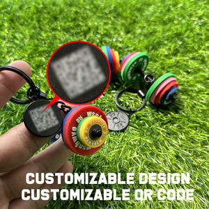 Ciondolo con chiave di peso per Fitness in gomma personalizzata per sollevamento pesi combinazione di bilanciere portachiavi per palestra Tag con codice a barre Qr - Product Image 4