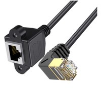 Kabel Patch Ethernet Jaringan 90 Derajat Sudut Kanan Kabel Dudukan Panel Perempuan Cat8 RJ45