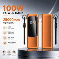 Nouvelle batterie externe de 25000 mAh, charge rapide 100W, câble intégré, grande batterie externe, chargeur portable pour téléphone