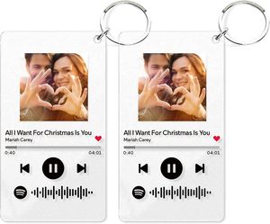Personnalisé Personnalisable Imprimé Chanson Plaque Musique Porte-clés Verre Cadre Photo Saint Valentin Cadeau Porte-clés Porte-clés Acrylique - Product Image 6