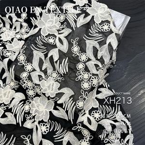 Fait à la main nouveau légèrement <span class=keywords><strong>transparent</strong></span> 100d <span class=keywords><strong>Tulle</strong></span> Rose fleur tridimensionnelle broderie tissu haut Cheongsam robe vêtement garçons - Product Image 1